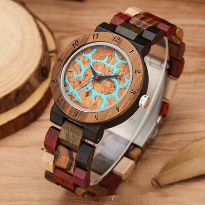 Classic Women's Colorful Elk Quartz Wooden Watch