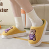 Lovely Cartoon Bear Woolen Slippers For Women Winter Indoor Thick-soled Non-slip Home Slippers Breathable Warm Bedroom Floor House Shoes