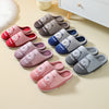 Cute Bears Slippers Warm Winter House Shoes For Women Couple Indoor Floor Bedroom Solid Color Non-slip Soft Plush Slippers