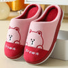 Cute Bears Slippers Warm Winter House Shoes For Women Couple Indoor Floor Bedroom Solid Color Non-slip Soft Plush Slippers
