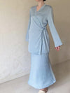 New V-neck Stylish Temperament Long Sleeves Embroidered Satin Dress Suit
