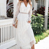 Lace V-neck Cinched Waist Pullover Dress