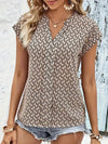 Geometric Print V Neck T-shirt, Casual Versatile Short Sleeve T-shirt For Spring & Summer, Women's Clothing