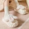 Cute Rabbit Shoes Winter Fuzzy Slippers Women Detachable Washable House Shoes