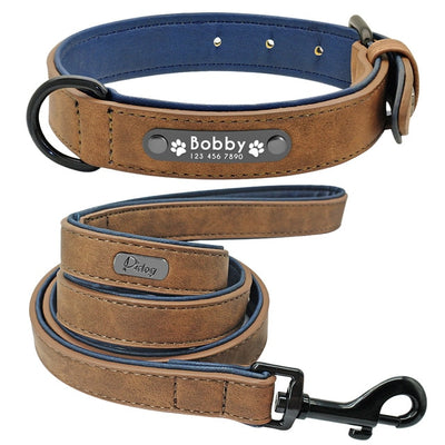 Chicos Pet Store™️ Personalized Leather Collar Leash Set For Pet